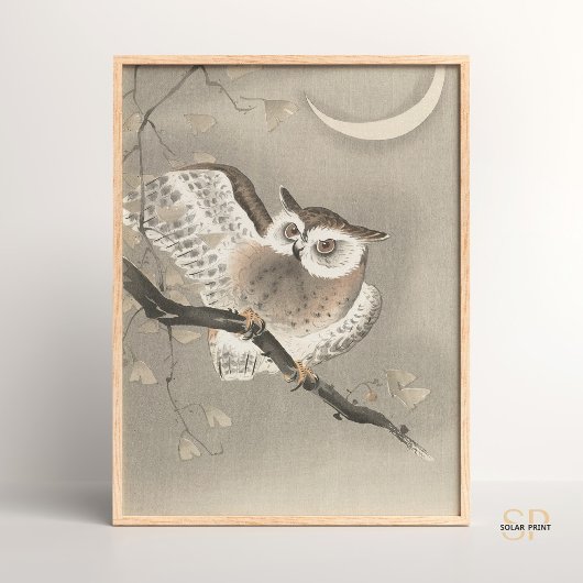 Ohara Koson Owl Under Crescent Moon Poster