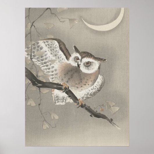 Ohara Koson Owl Under Crescent Moon Poster (Vorne)