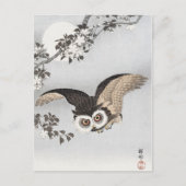 Ohara Koson Scops Owl Cherry Blossoms & Moon Postkarte (Vorderseite)
