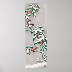 Ohara Koson Sparrows auf Schneebernuss Poster