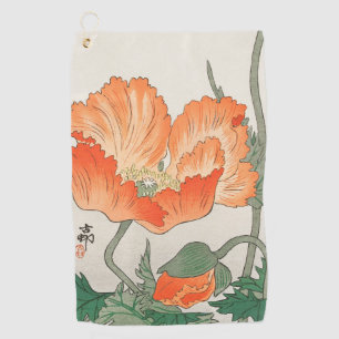 Ohara Koson - Vintage japanische Orange Poppy Blum Golfhandtuch