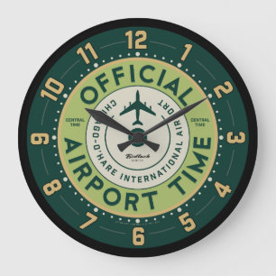O'Hare Airport Retro Clock Große Wanduhr