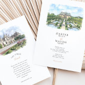 Oheka Castle New York Watercolor Wedding Einladung