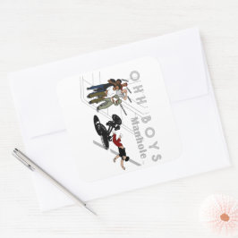 OHH BOYS - Der Mensch auf dem Fahrrad trifft eine  Quadratischer Aufkleber