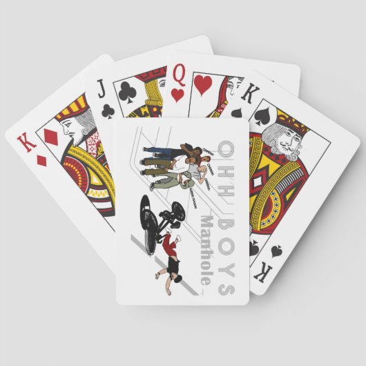 OHH BOYS - Der Mensch auf dem Fahrrad trifft eine Spielkarten (Rückseite)