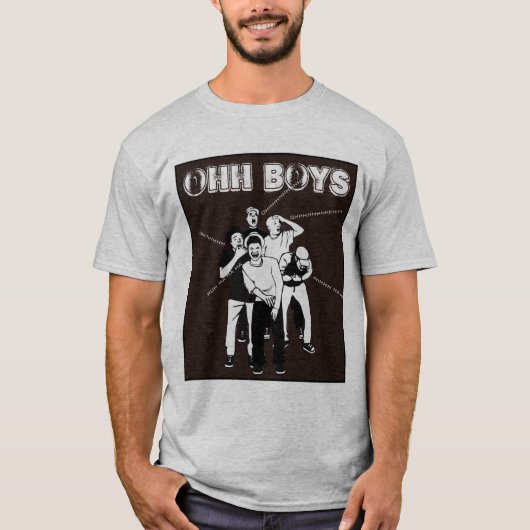 OHH BOYS in Schwarzweiß-T - Shirt (Vorderseite)