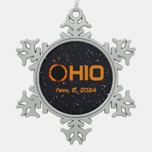 Ohio 2024 Gesamtsolarausstoß Schneeflocken Zinn-Ornament