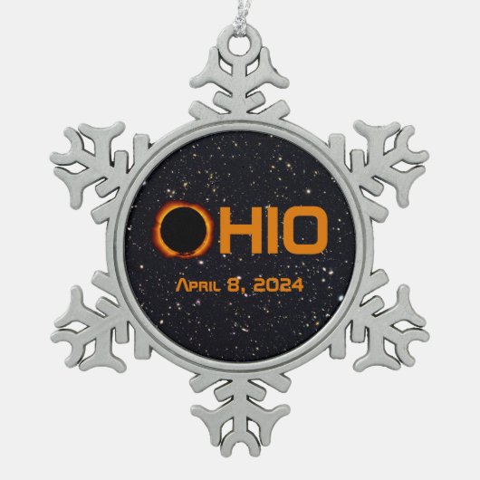 Ohio 2024 Gesamtsolarausstoß Schneeflocken Zinn-Ornament (Vorderseite)