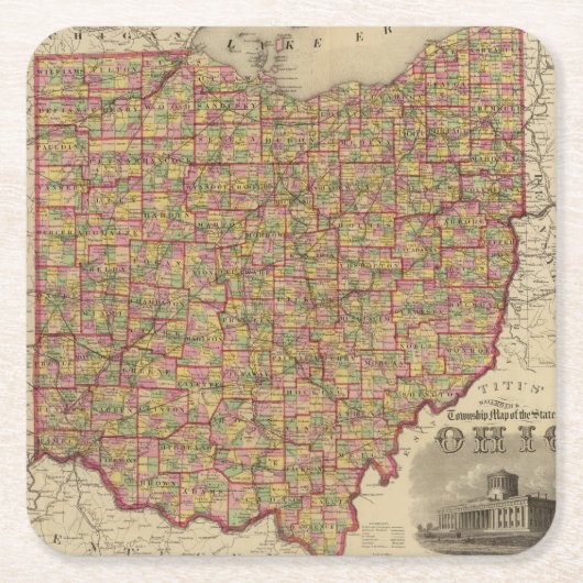 Ohio 3 rechteckiger pappuntersetzer (Vorderseite)