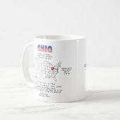 Ohio American Staat auf einer Karte und nützliche Kaffeetasse (Vorderseite Links)