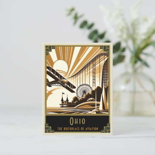 Ohio | Art Deco Postkarte (Stehend Vorderseite)