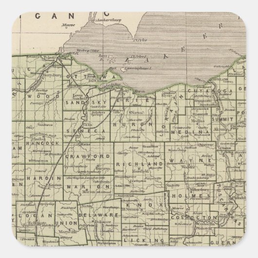 Ohio Atlas Map Quadratischer Aufkleber (Vorderseite)