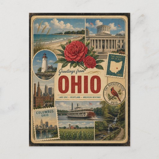 Ohio Authentische Vintage-Style-Ansichtskarte Postkarte (Vorderseite)