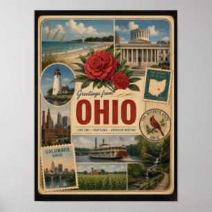 Ohio Authentischer Vintage-Stil Poster