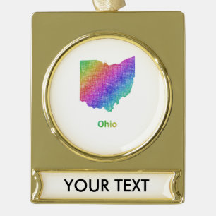 Ohio Banner-Ornament Gold
