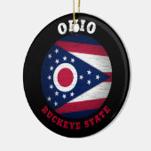 OHIO BUCKEYE STAAT FLAG KERAMIK ORNAMENT (Links)