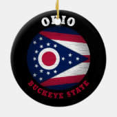 OHIO BUCKEYE STAAT FLAG KERAMIK ORNAMENT (Hinten)