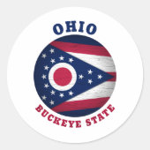 OHIO BUCKEYE STAAT FLAG RUNDER AUFKLEBER (Vorderseite)