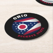 OHIO BUCKEYE STAAT FLAG RUNDER PAPPUNTERSETZER (Angewinkelt)