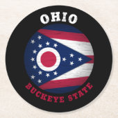 OHIO BUCKEYE STAAT FLAG RUNDER PAPPUNTERSETZER (Vorderseite)
