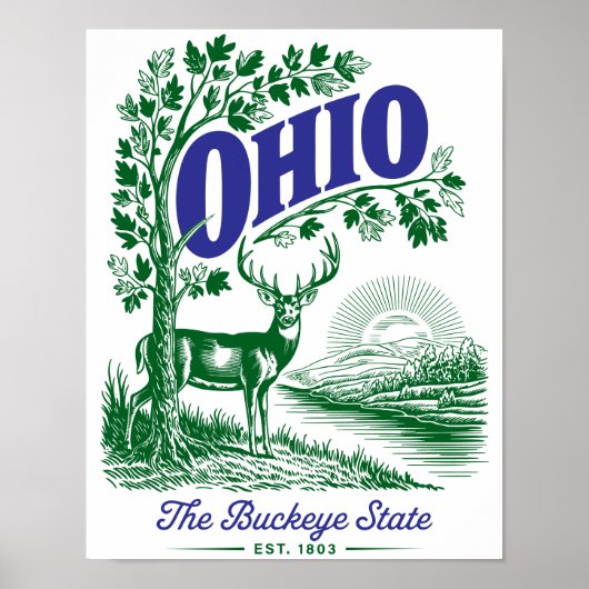Ohio Buckeye State Deer & Nature Design Poster (Vorne)