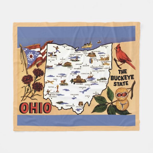  Ohio Buckeye State Fleece Throw (Vorderseite (Horizontal))