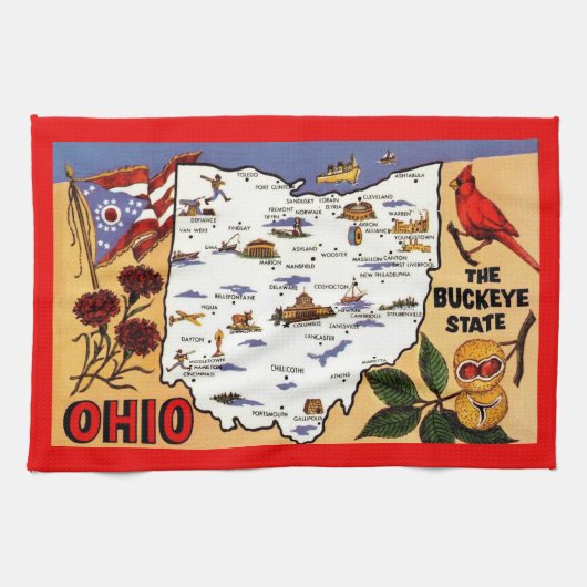  Ohio Buckeye State Postcard Geschirrtuch (Horizontal)