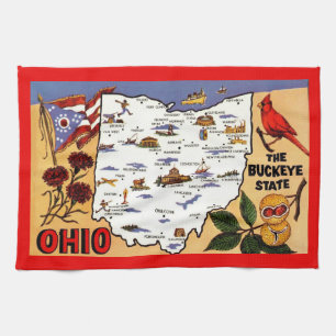 Ohio Buckeye State Postkarte Geschirrtuch