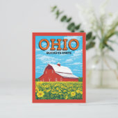 Ohio Buckeye State Vintage Scheune Postkarte (Stehend Vorderseite)