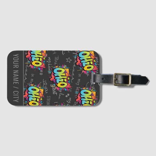 Ohio-Buckeyes-Ohio-Graffiti-Staat Gepäckanhänger (Vorderseite (Horizontal))