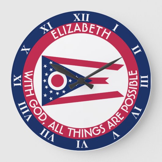 Ohio Burgee Der Buckeye Staat Personalisierte Flag Große Wanduhr (Vorderseite)