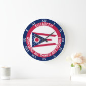 Ohio Burgee Der Buckeye Staat Personalisierte Flag Große Wanduhr (Zuhause)
