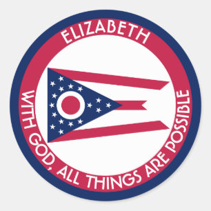 Ohio Burgee Der Buckeye Staat Personalisierte Flag Runder Aufkleber