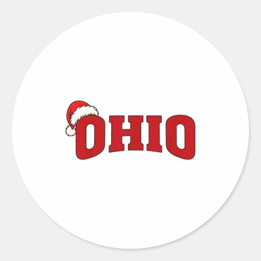 Ohio Christmas Santa Hat Retro Throwback Souvenir Runder Aufkleber (Vorderseite)