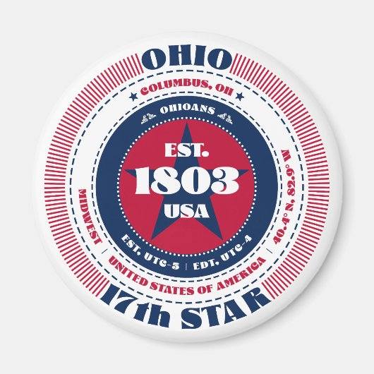 Ohio Circle Typografie Souvenir Magnet (Vorne)