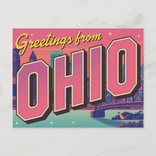 Ohio City Skyline Pop Art Postkarte