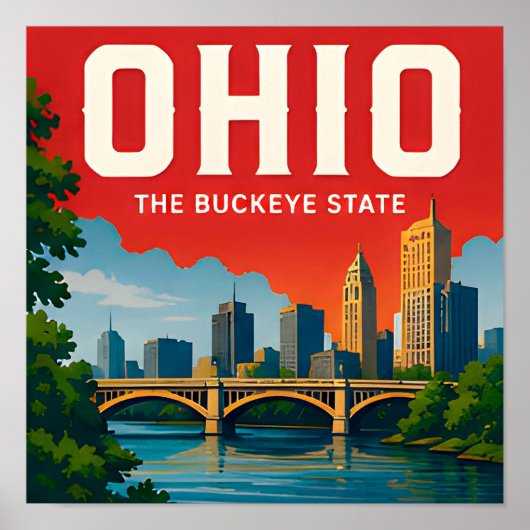 Ohio Cleveland Columbus Cincinnati Mittlerer Weste Poster (Vorne)