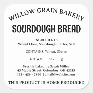 OHIO Cottage Law Food Sourdough Brot Etikett Quadratischer Aufkleber