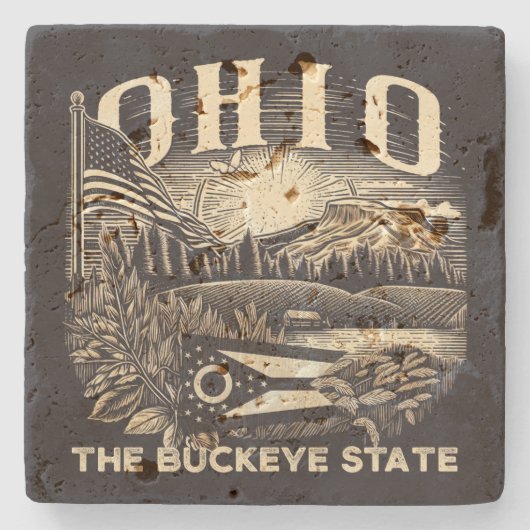 Ohio Der Buckeye-Staat Steinuntersetzer (Vorderseite)
