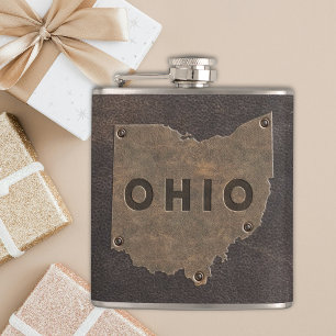 Ohio Faux-Leder Monogramm Flachmann