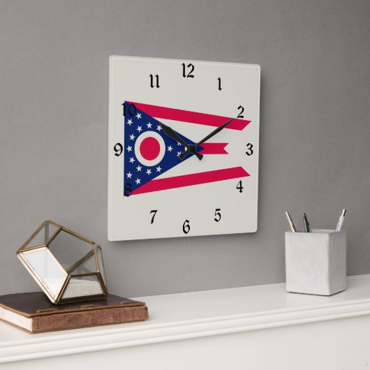 Ohio Flag: Das Buckeye-Staat-Banner Quadratische Wanduhr (Büro)