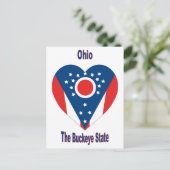 Ohio Flag Heart Postkarte (Stehend Vorderseite)