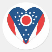 Ohio Flag Heart Runder Aufkleber (Vorderseite)