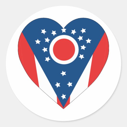 Ohio Flag Heart Runder Aufkleber (Vorderseite)