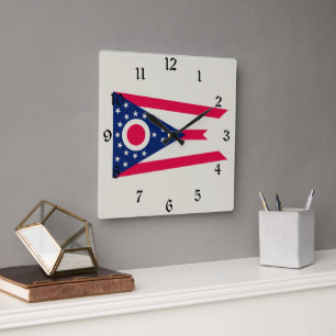 Ohio-Flagge: Das Buckeye-Staatsbanner Quadratische Wanduhr