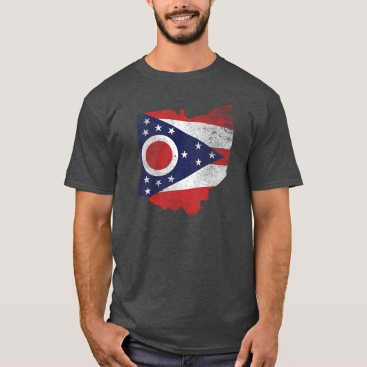 Ohio-Flagge getragen T-Shirt (Vorderseite)