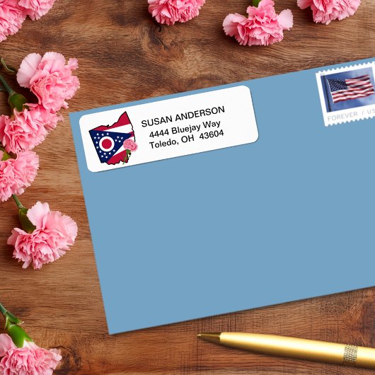 Ohio-Flagge mit Staat-Blume-Nomenklatur