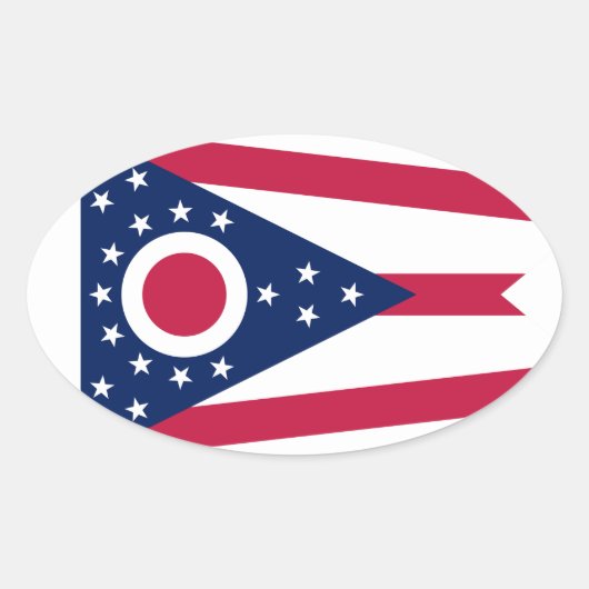 Ohio-Flagge Ovaler Aufkleber (Vorderseite)