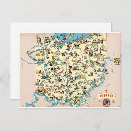 Ohio Funny Vintag Map Postkarte (Vorne/Hinten)