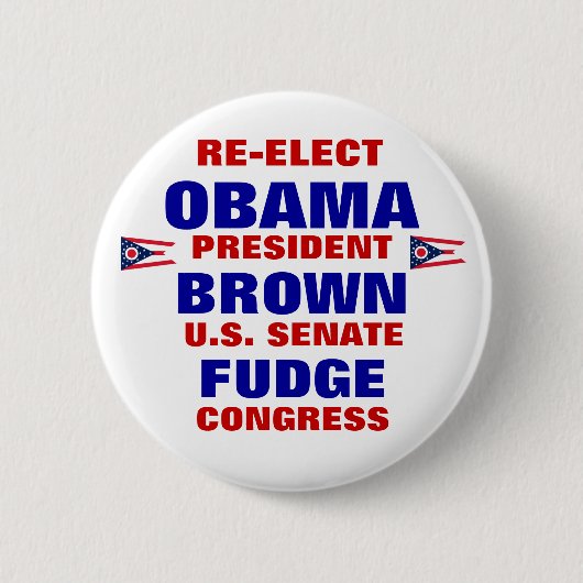 Ohio für Fudge Obama Brown Button (Vorderseite)